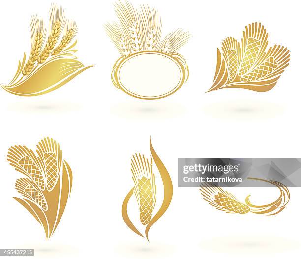 wheat icons - bran stock illustrations