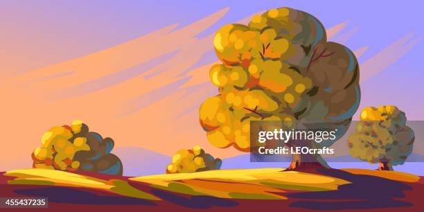 beautiful autumn landscape - fall landscape stock illustrations