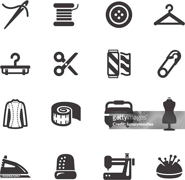 sewing symbols - sewing icons stock illustrations