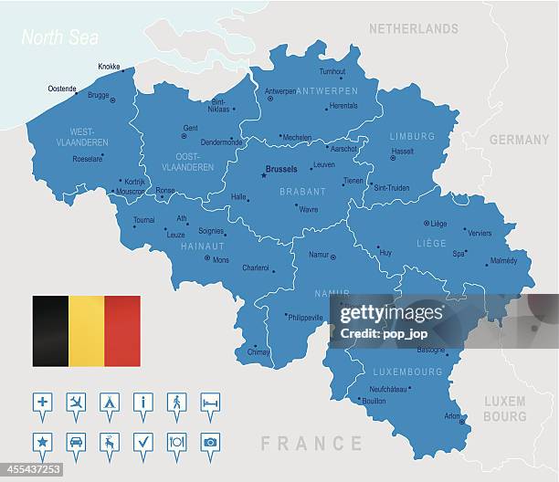 belgium - highly detailed map - belgium map stock illustrations