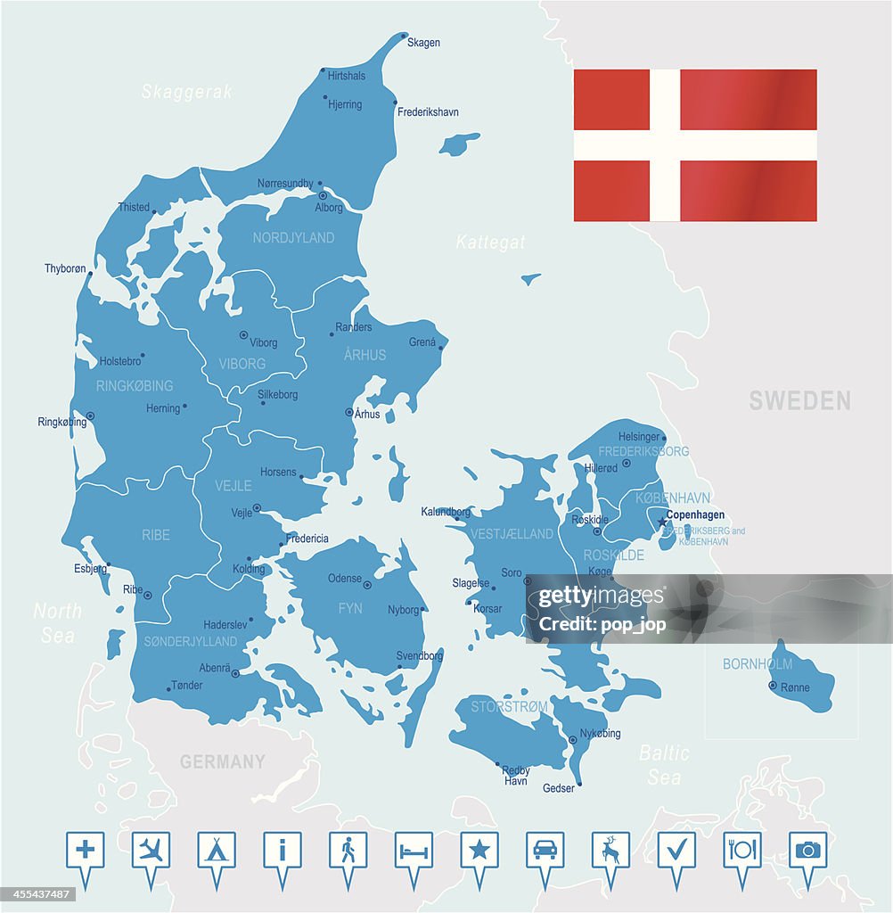 Denmark - highly detailed map