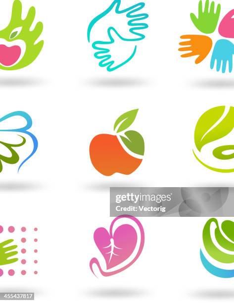 care icon set - hands embracing stock illustrations