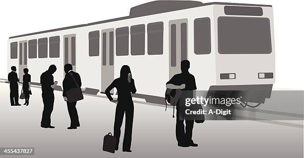 train ride vector silhouette - train track worker stock illustrations