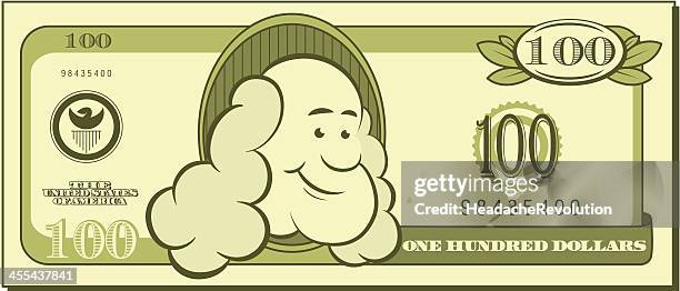 stockillustraties, clipart, cartoons en iconen met one hundred dollar bill - cartoon - honderd dollar