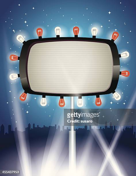 ilustraciones, imágenes clip art, dibujos animados e iconos de stock de señal con focos de luces de neón - film 2012