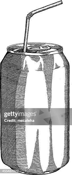 soda can drawing - drinking straw vector stock illustrations