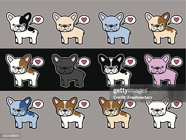 stockillustraties, clipart, cartoons en iconen met french bulldog icon illustrations - dierlijk oor