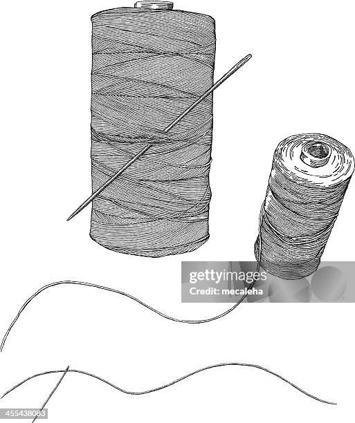 a simple sketch of a needle and thread - spool stock illustrations
