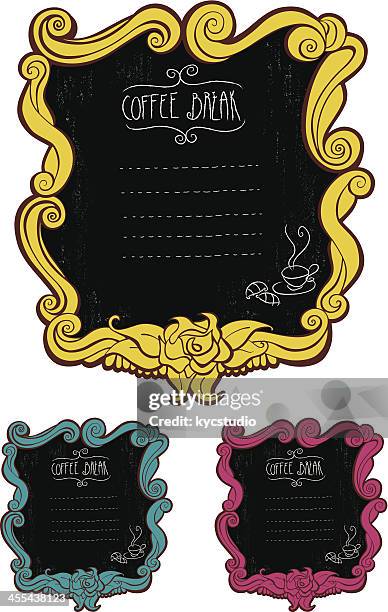 coffee time blackboard - tea time stock illustrations