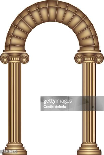 golden ionic arch - stone arch stock illustrations