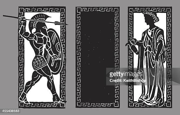 ilustrações de stock, clip art, desenhos animados e ícones de spartan guerreiro e água pourer, grego fundo - mitologia grega