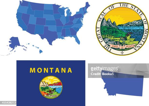 montana state set - 蒙大拿州 幅插畫檔、美工圖案、卡通及圖標