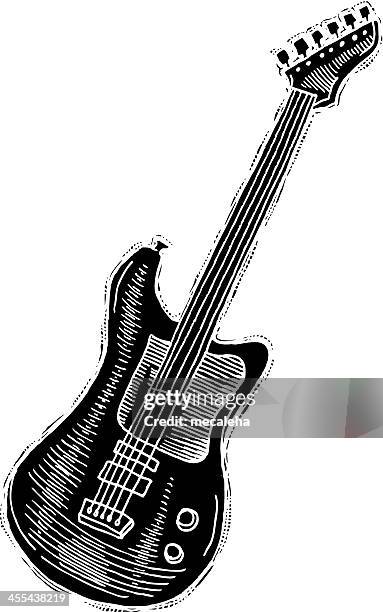 electric guitar reverse ink - vintage electric guitar stock illustrations