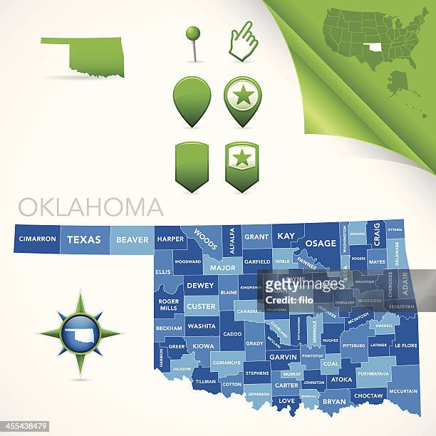oklahoma county map - oklahoma stock illustrations