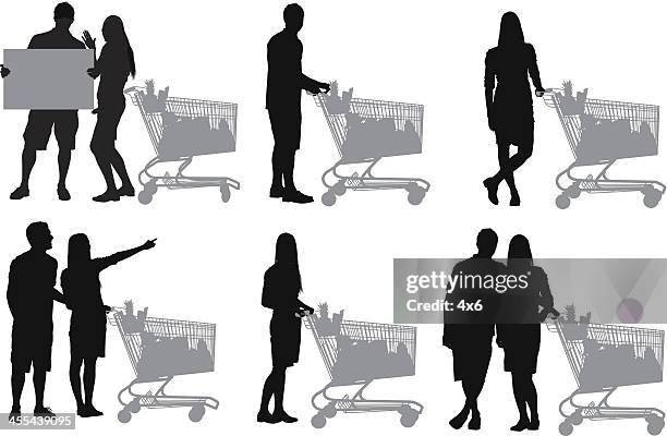 ilustraciones, imágenes clip art, dibujos animados e iconos de stock de pareja de compras de comestibles - novio relación humana