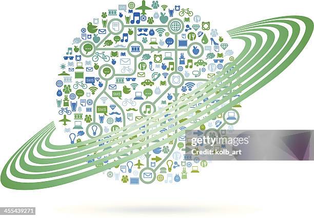 social media planet - emitting stock illustrations
