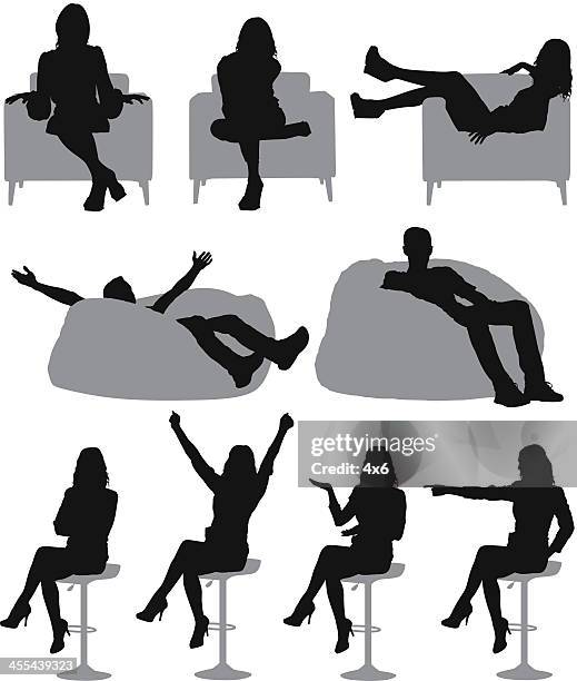 silhouette of casual people - index finger white background stock illustrations