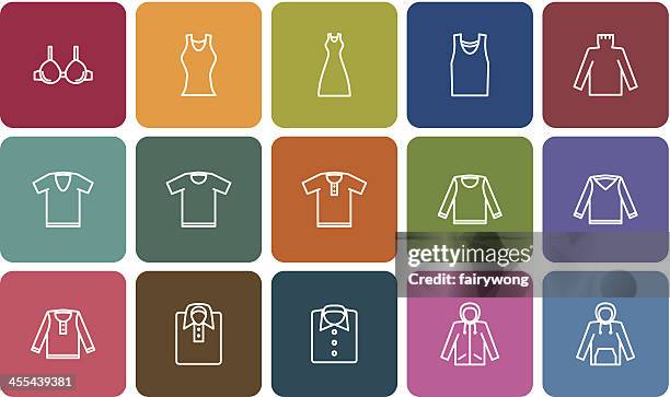 clothes icon set - conservative icon stock illustrations