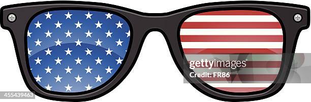 ilustraciones, imágenes clip art, dibujos animados e iconos de stock de american gafas - gafas con marco grueso