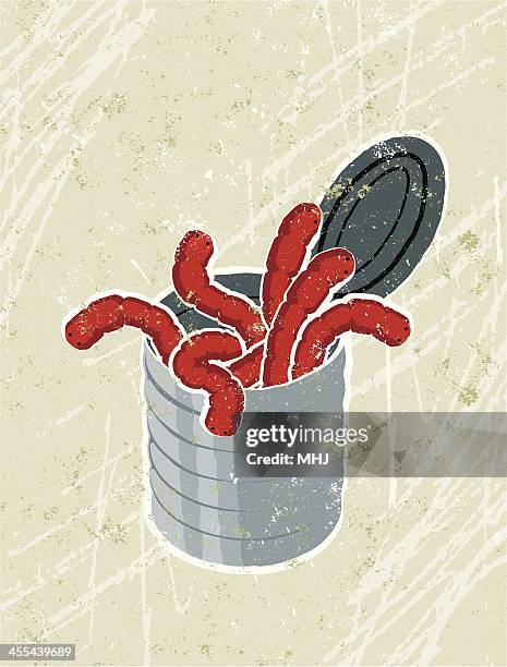 illustrazioni stock, clip art, cartoni animati e icone di tendenza di can of worms-modo di dire - baco