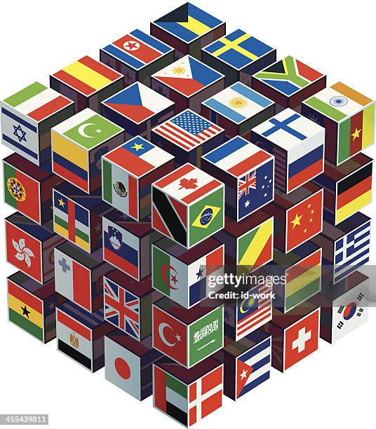 cube with national flags - argentina israel stock illustrations