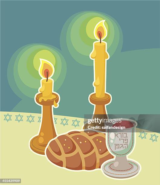 das sabbat-tisch accessoires - shabbat candlesticks stock-grafiken, -clipart, -cartoons und -symbole