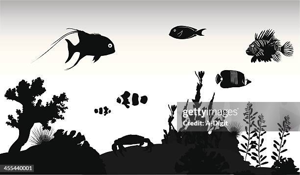 stockillustraties, clipart, cartoons en iconen met under the sea vector silhouette - rif