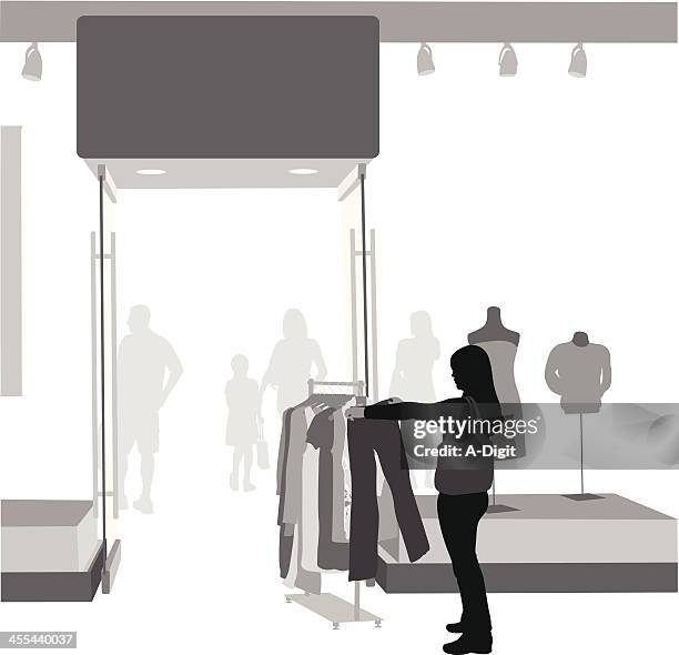 on sale vector silhouette - man window shopping stock illustrations