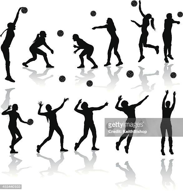 volleyball-spieler – mädchen - zuspieler stock-grafiken, -clipart, -cartoons und -symbole