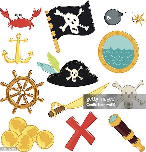 ilustrações de stock, clip art, desenhos animados e ícones de animados pirata essentials - kathrynsk