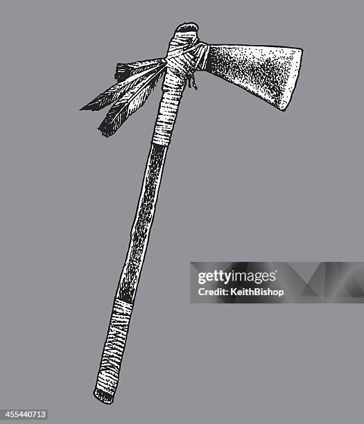 tomahawk - american indian weapon - tomahawk indian stock illustrations