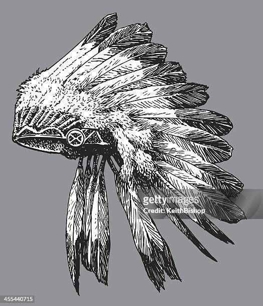 ilustraciones, imágenes clip art, dibujos animados e iconos de stock de tocado-nativos americanos - indios apache