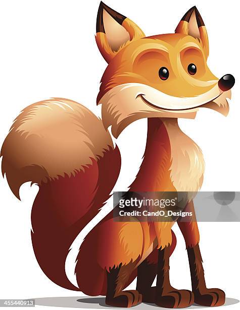 bildbanksillustrationer, clip art samt tecknat material och ikoner med red fox: seated - fox