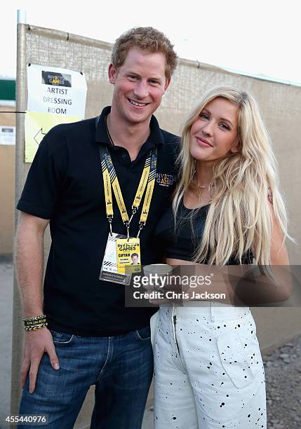 Prince Harry with Ellie Goulding backstage at the Invictus Games Closing Ceremony during the Invictus Games at Queen Elizabeth park on September 14,...