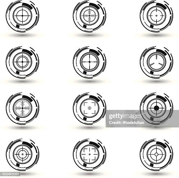schwarz weiß set & crosshairs - zielfernrohr stock-grafiken, -clipart, -cartoons und -symbole