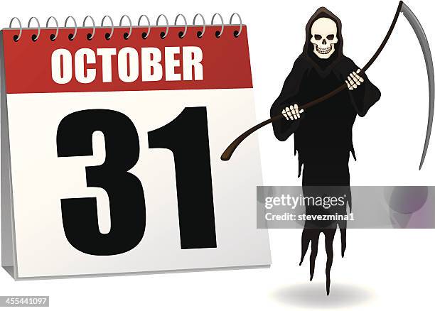 illustrations, cliparts, dessins animés et icônes de calendrier d'halloween - ange de la mort