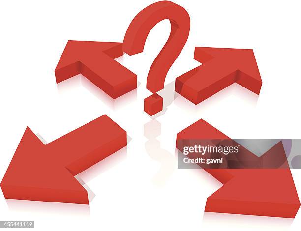 question mark and arrow sign - uncertainty forecasting stock illustrations