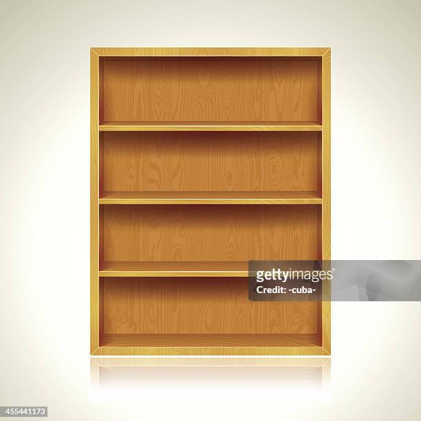 wooden bookshelves background - bookcase stock illustrations