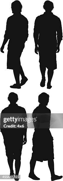 multiple image of a man walking - bermuda shorts stock illustrations