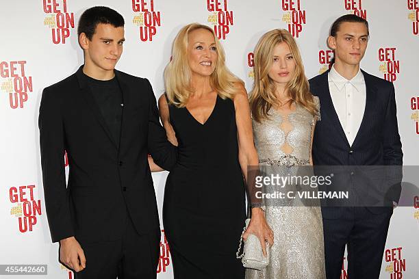 Gabriel Jagger , son of US model Jerry Hall , her daughter, British model Georgia May Jagger and her boyfriend Josh McLellan arrive for a special...