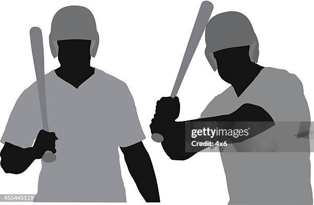 silhouette of a baseball player - baseball helmet stock illustrations