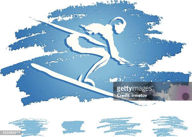 skier icon - ski slalom stock illustrations