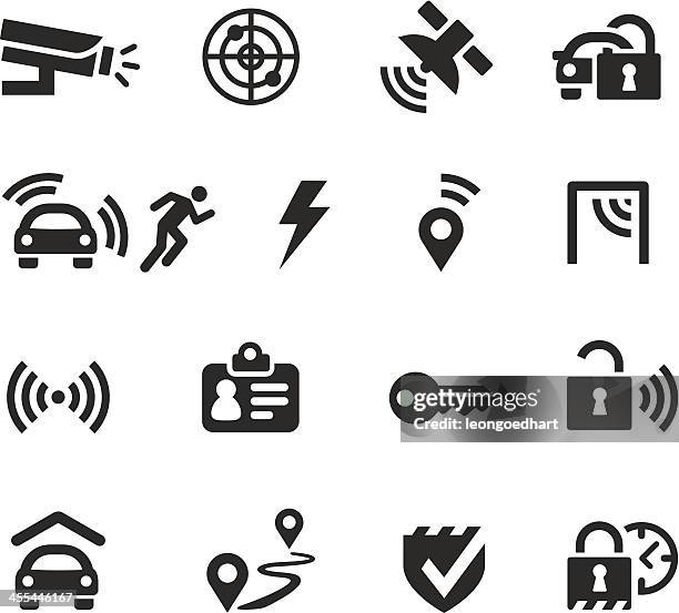 car protection and security icons - security scanner stock illustrations