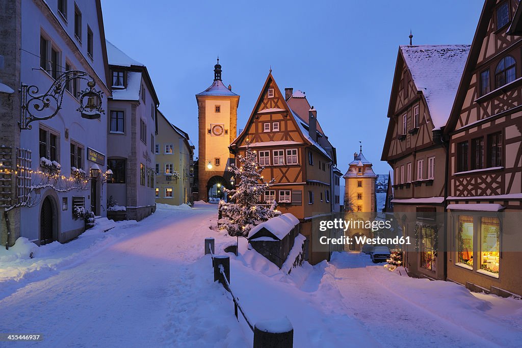 Germany, Bavaria, View of Sieber tower and Kobolzeller tower during winter
