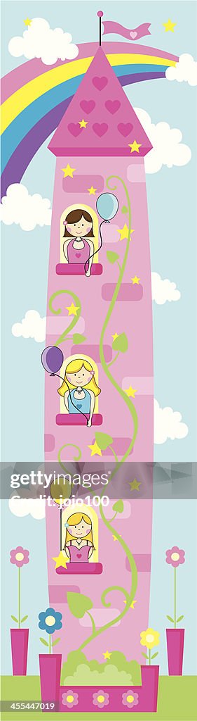 Tall Princess Beanstalk Tower with Rainbow