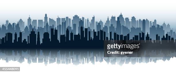 crowded city - town silhouette stock illustrations