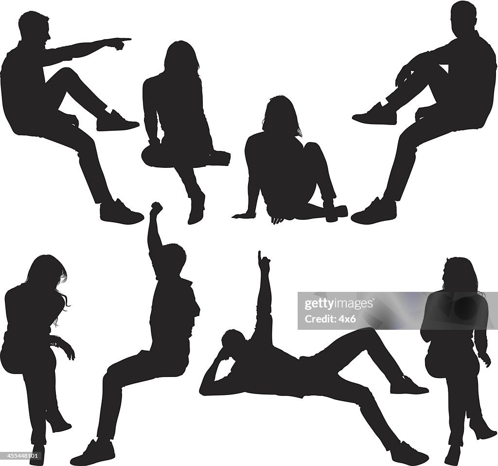 Men and women on ledge