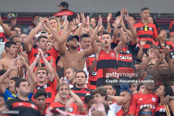 General view of fans of Flamengo during the match between Flamengo and Corinthians as part of Brasileirao Series A 2014 at Maracana stadium on...