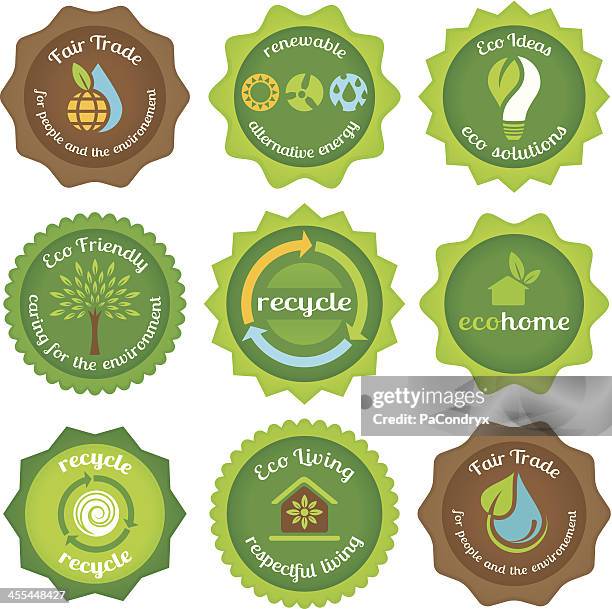 eco and fair trade labels - equal housing symbol stock illustrations