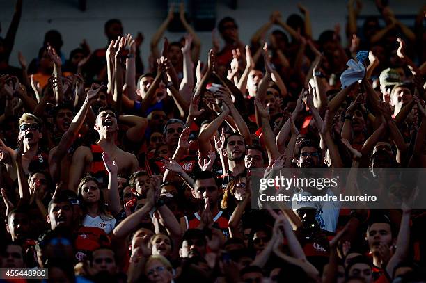 General view of fans of Flamengo during the match between Flamengo and Corinthians as part of Brasileirao Series A 2014 at Maracana stadium on...